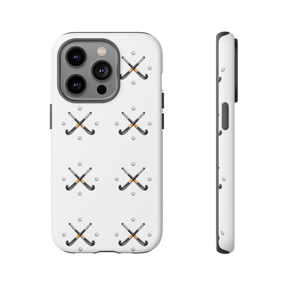 Phone Case, Hockey Repeated Crossed Sticks & Balls Pattern, Tough Case