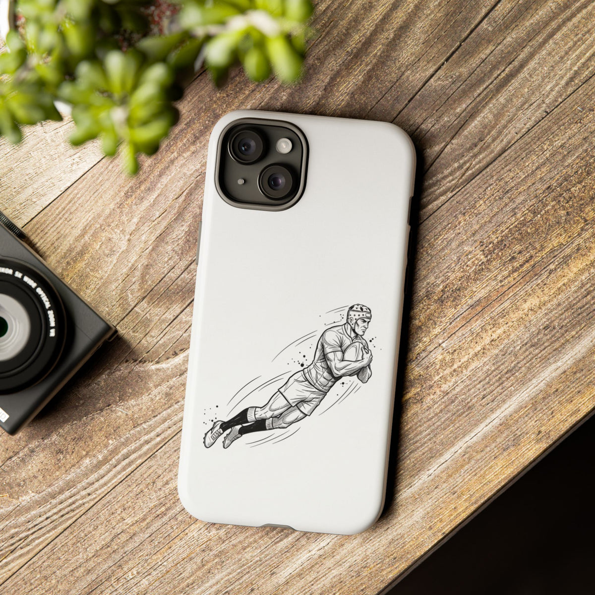 Phone Case, Rugby Try Swan Dive Minimalist Sketch design, Tough Case