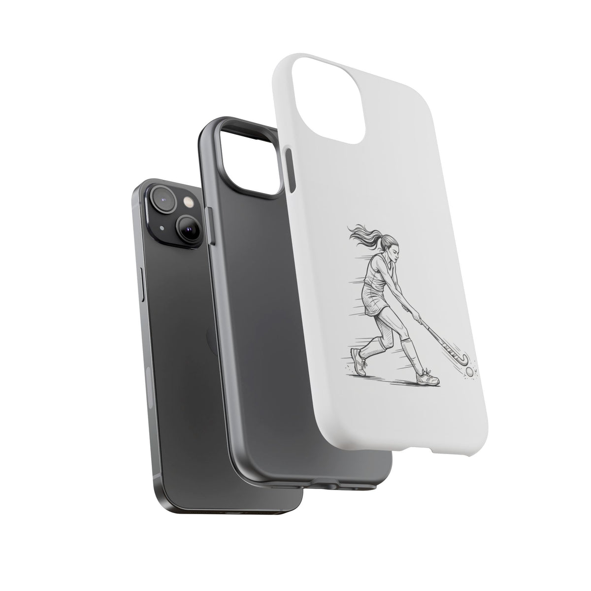 Phone Case, Hockey, Female  Player Minimalist sketch design, Tough Case