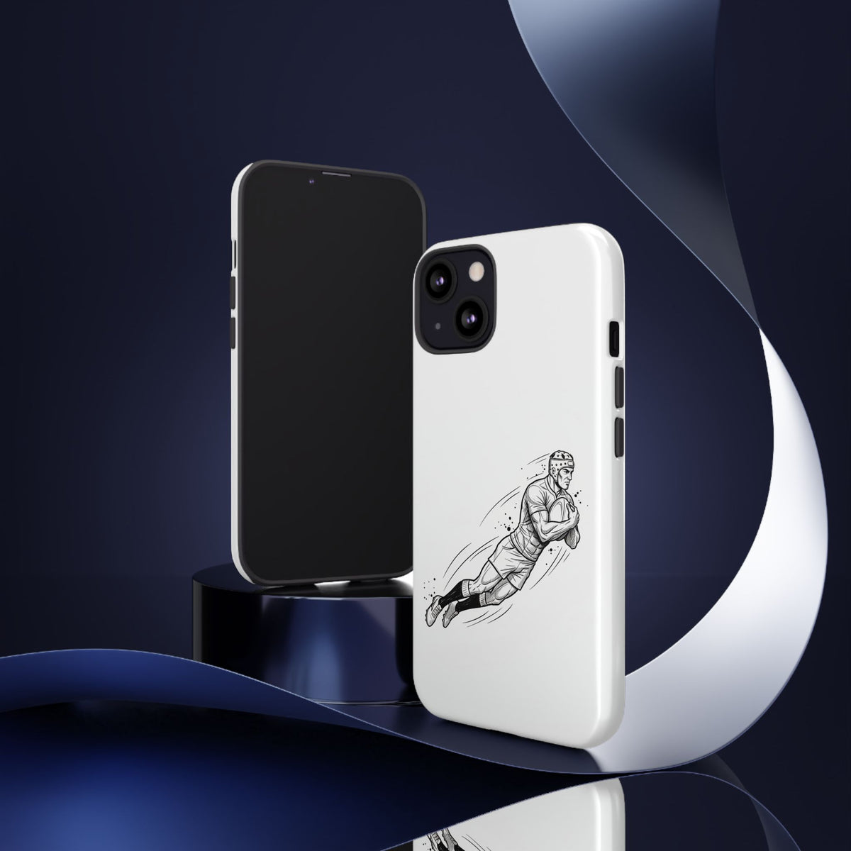 Phone Case, Rugby Try Swan Dive Minimalist Sketch design, Tough Case