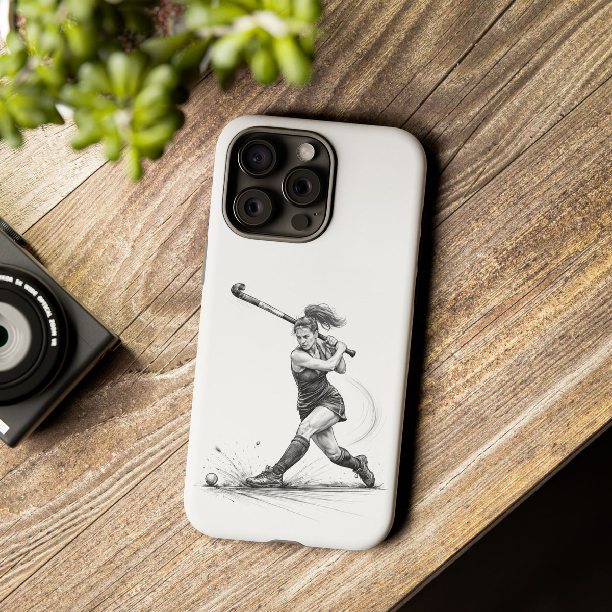 Phone Case, Hockey, Female Player "Tomahawk" shot design, Tough Case