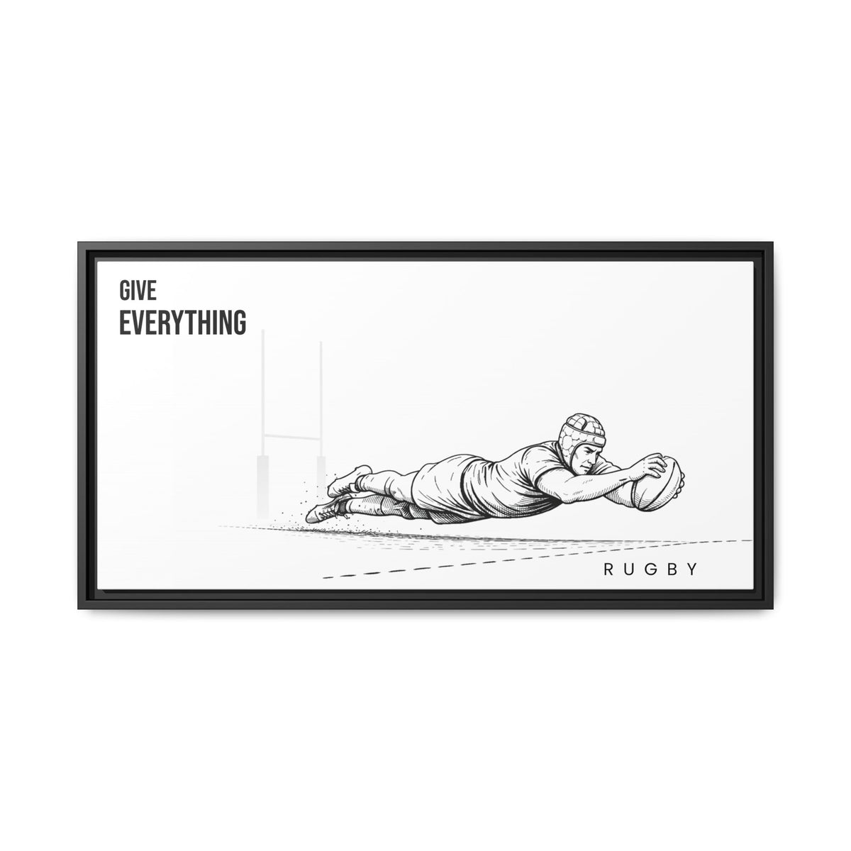 Print, Rugby Try, "Give Everything"  Matte Canvas Framed Wall Art