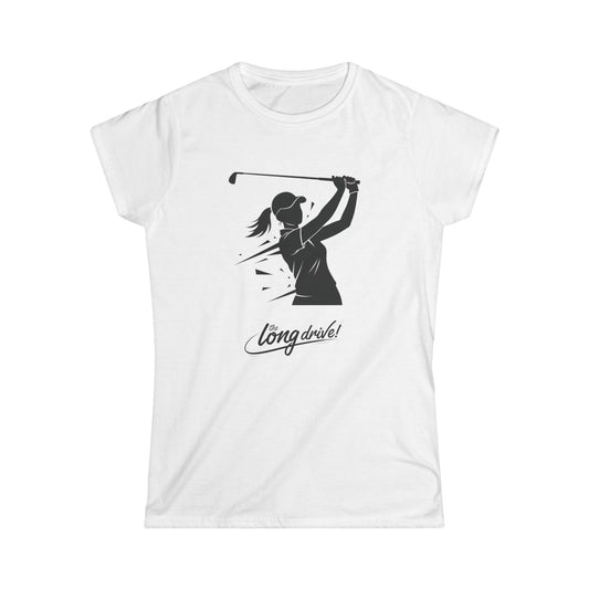 T Shirt, Golf, Female Golfer Long Drive Illustration, Cotton, Various Colours