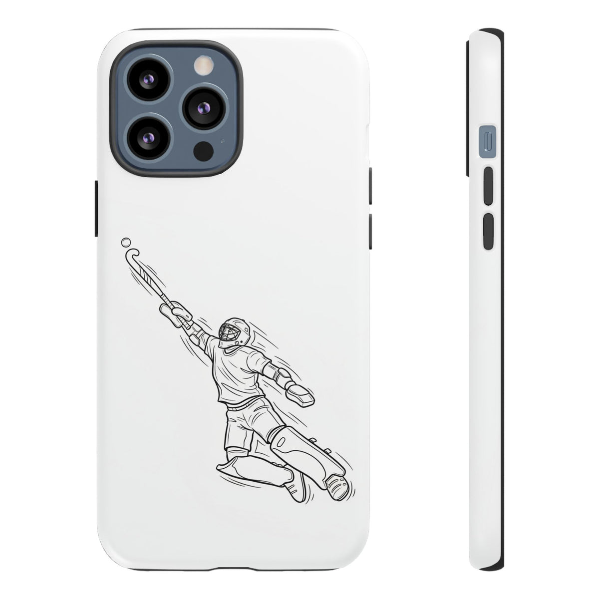 Hockey Goalkeeper Sketch Phone Case — Minimalist Sports Protective Cover