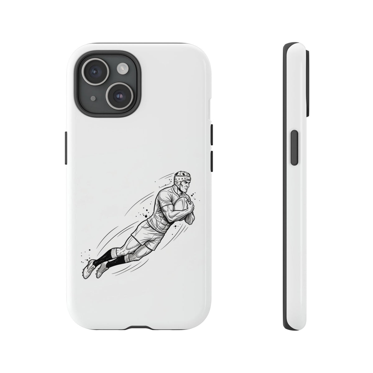 Phone Case, Rugby Try Swan Dive Minimalist Sketch design, Tough Case