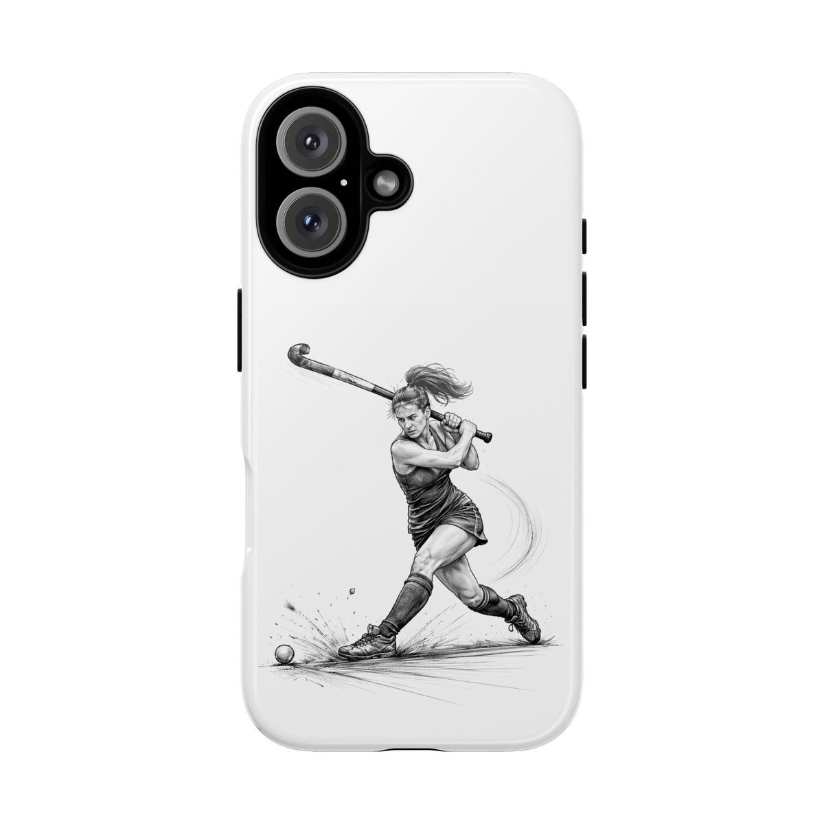 Phone Case, Hockey, Female Player "Tomahawk" shot design, Tough Case