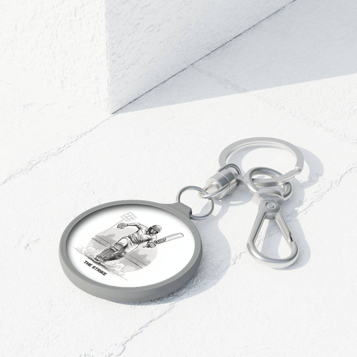 Keyring Bag Tag, Cricket, Strike Image design