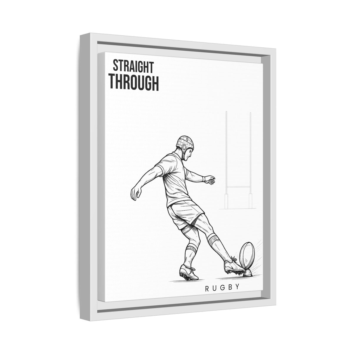 Print, Rugby Conversion Kick - Straight Through, Matte Canvas Print Framed Art