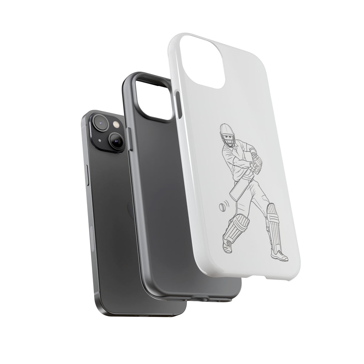 Phone Case, Cricket Batsman Sketch, Tough Case