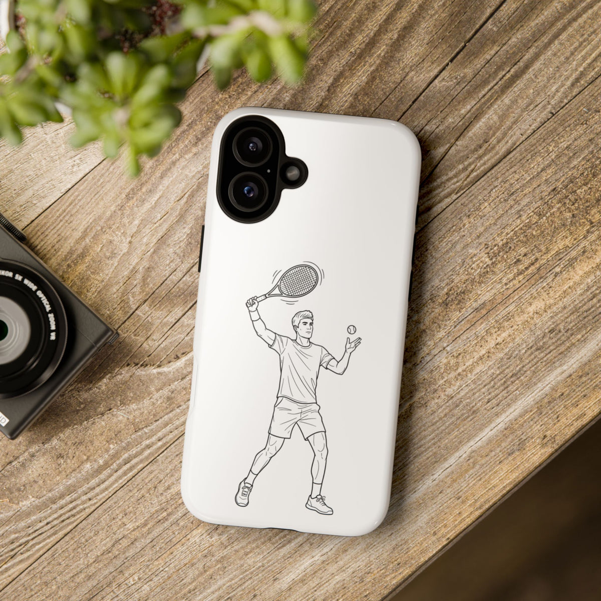 Phone Case, Racket Sports, Tennis Player overhead shot Design, Tough Case