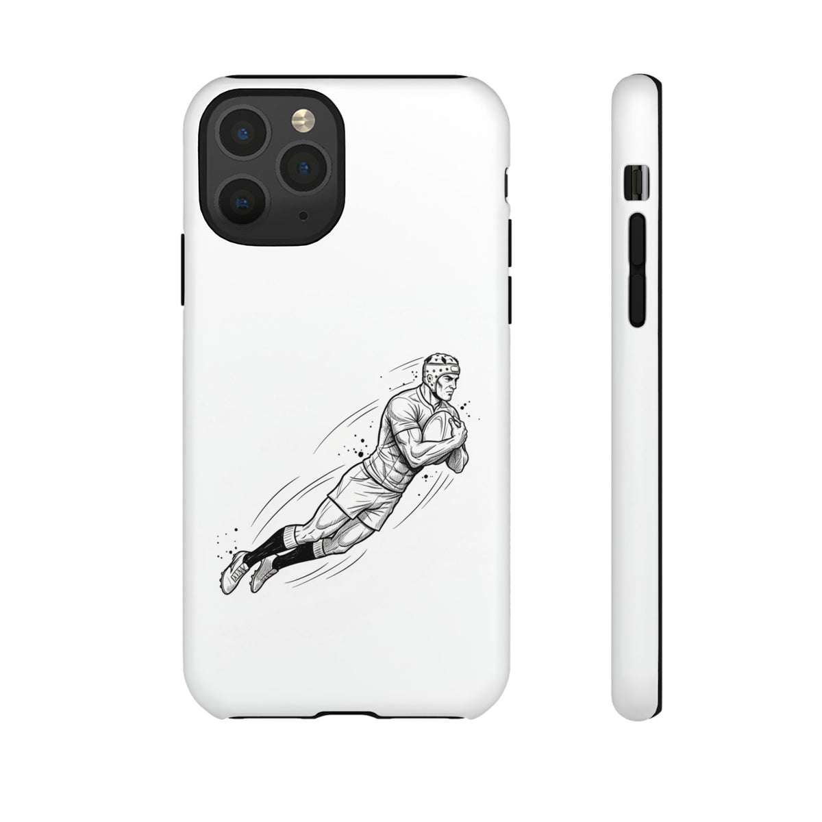 Phone Case, Rugby Try Swan Dive Minimalist Sketch design, Tough Case