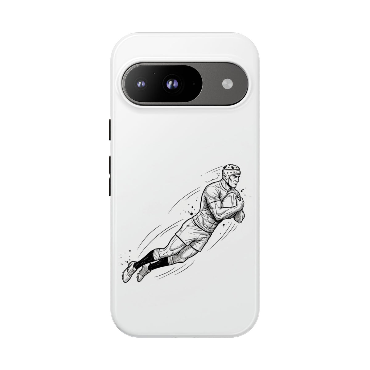 Phone Case, Rugby Try Swan Dive Minimalist Sketch design, Tough Case