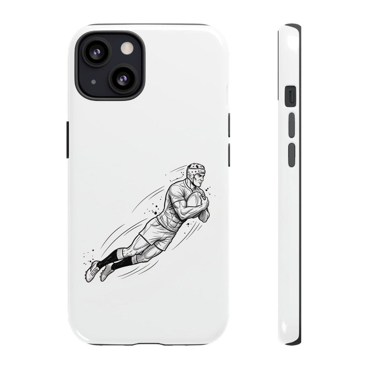 Phone Case, Rugby Try Swan Dive Minimalist Sketch design, Tough Case