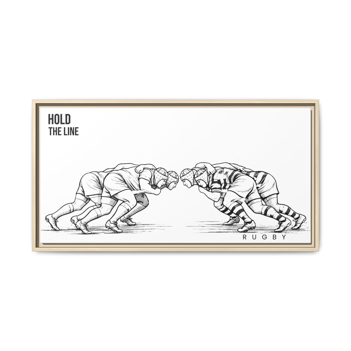 Print, Rugby Scrum, "Hold the Line" , Matte Canvas Print Framed Art