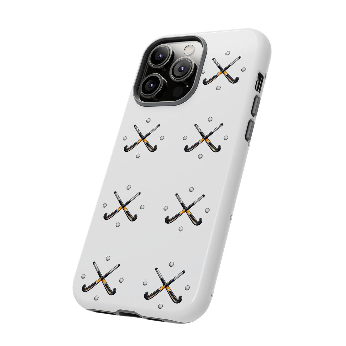 Phone Case, Hockey Repeated Crossed Sticks & Balls Pattern, Tough Case