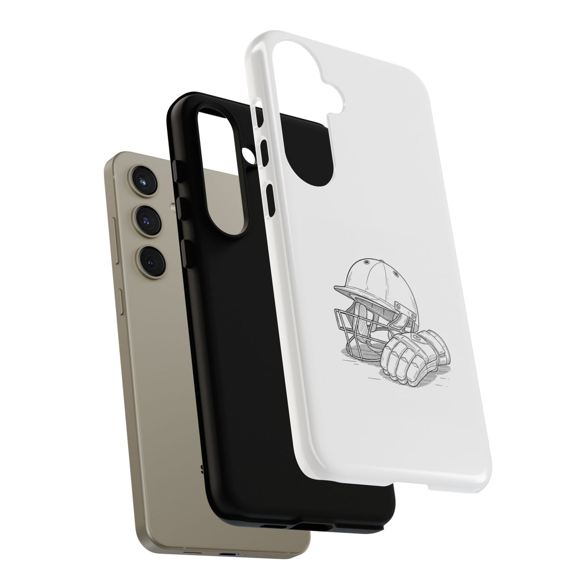 Phone Case, Cricket Gloves & Helmet Sketch, Tough Case