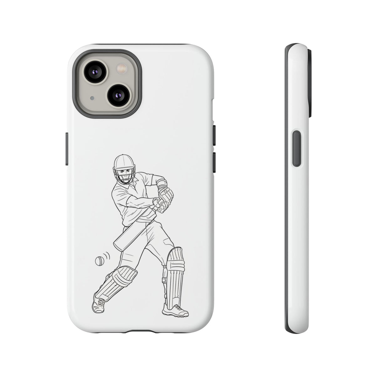 Phone Case, Cricket Batsman Sketch, Tough Case
