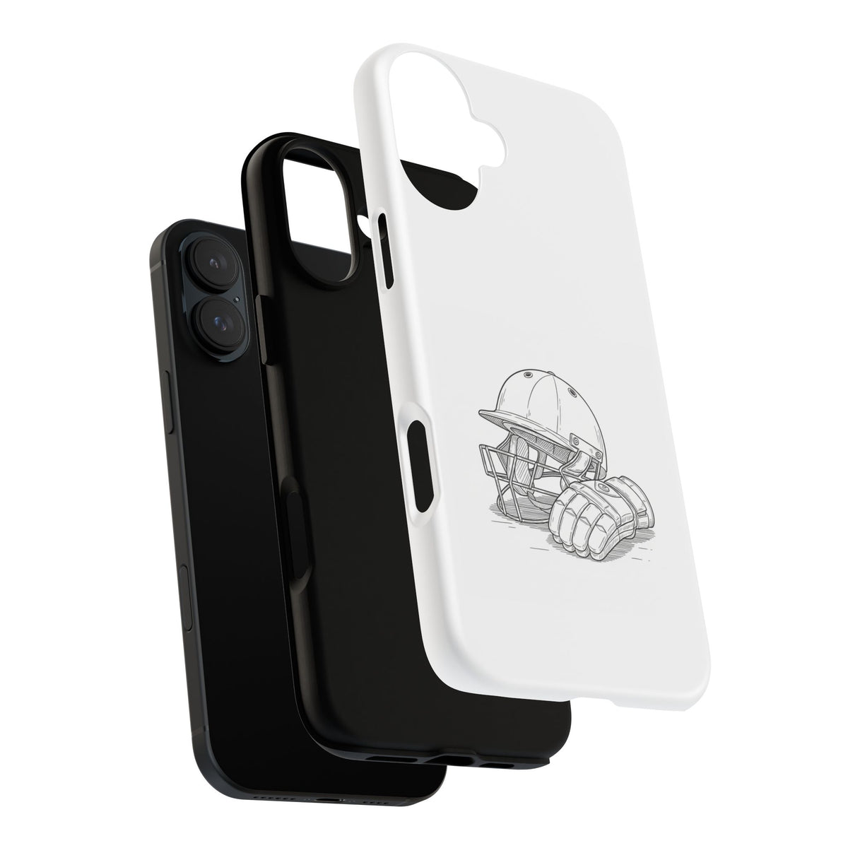 Phone Case, Cricket Gloves & Helmet Sketch, Tough Case