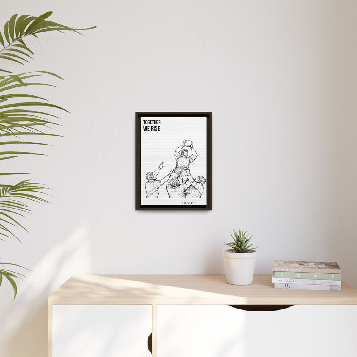 Print, Rugby Line-Out Together We Rise , Matte Canvas Print Framed Art