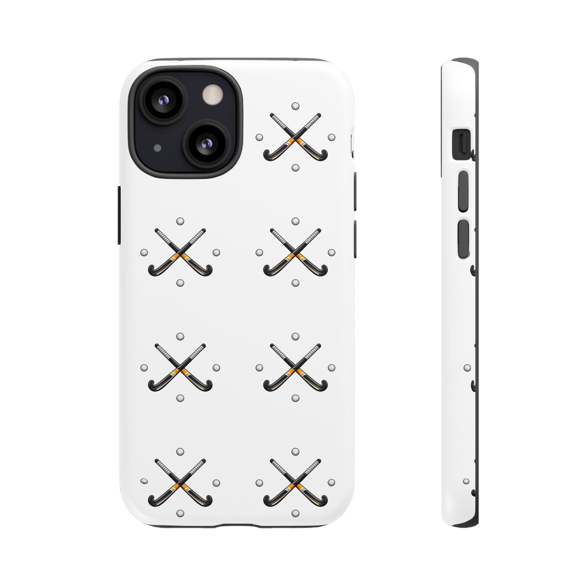 Phone Case, Hockey Repeated Crossed Sticks & Balls Pattern, Tough Case