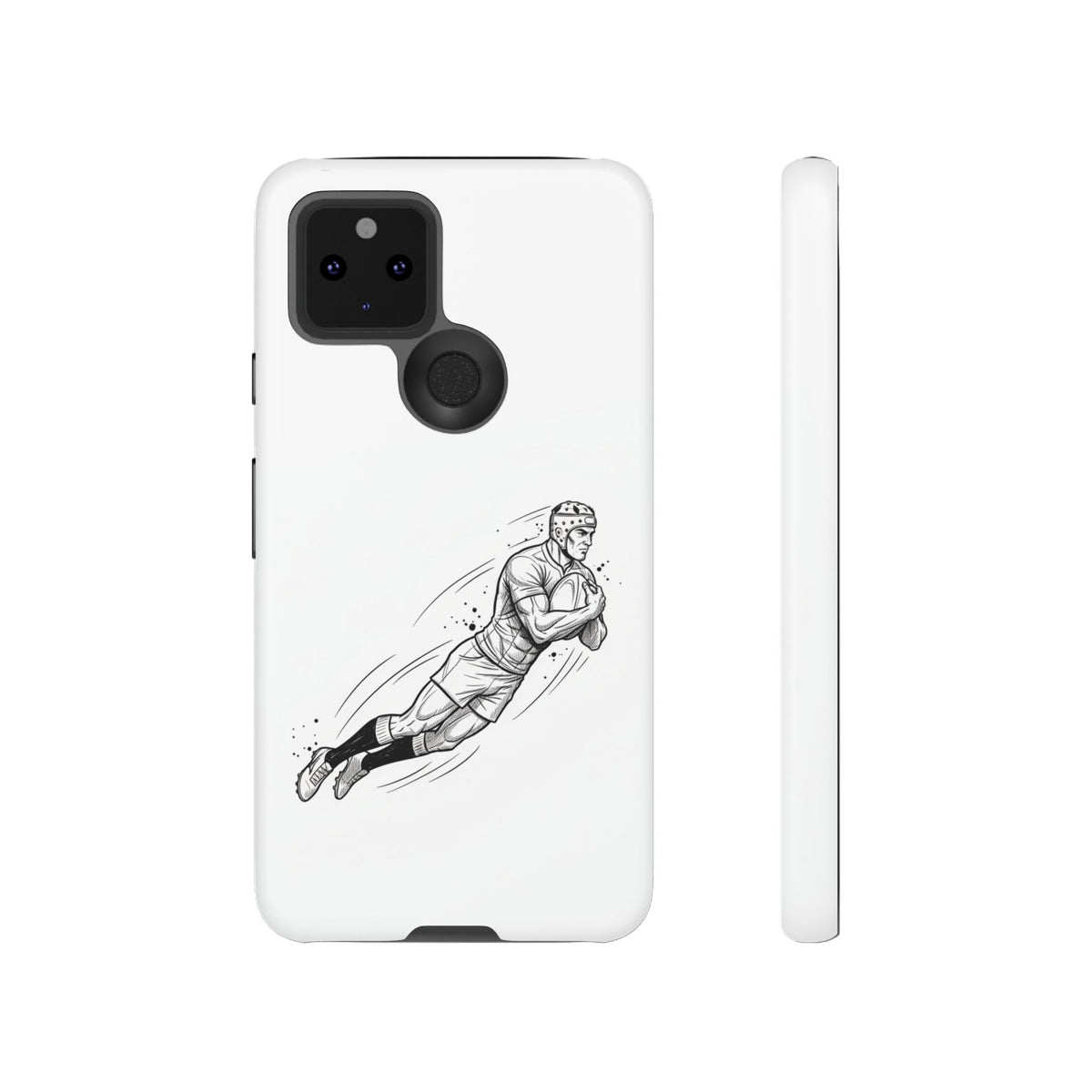 Phone Case, Rugby Try Swan Dive Minimalist Sketch design, Tough Case