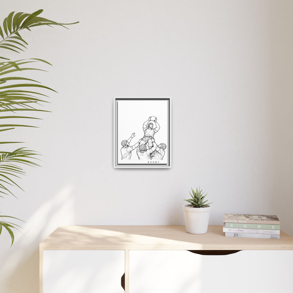 Print, Rugby Line-Out, Matte Canvas Print Framed Art