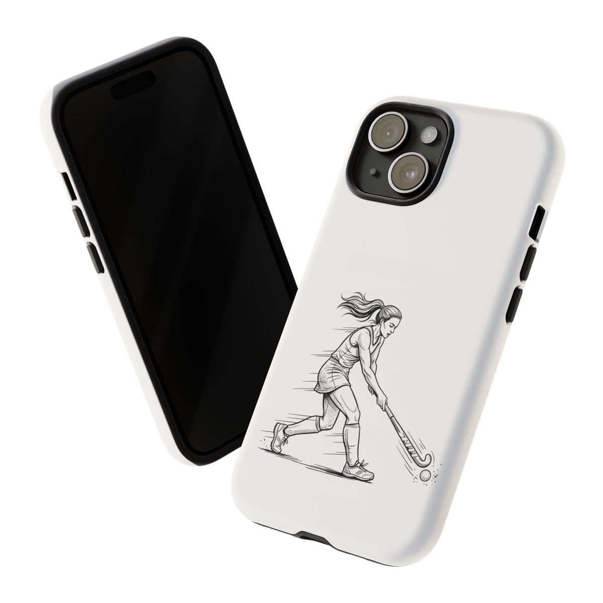 Phone Case, Hockey, Female  Player Minimalist sketch design, Tough Case