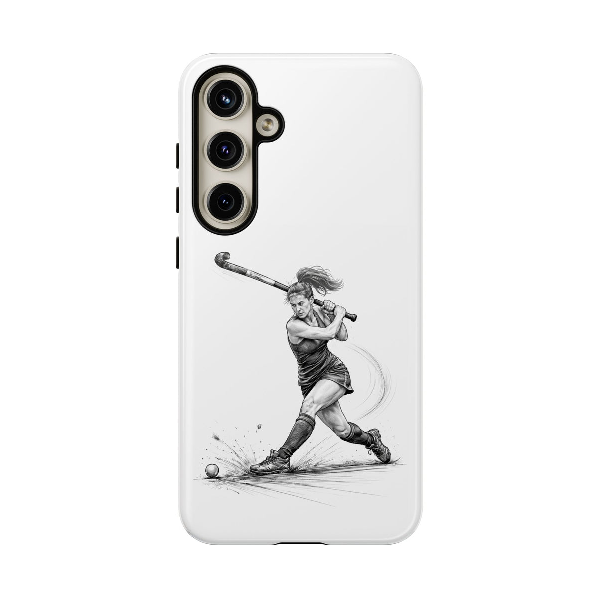 Phone Case, Hockey, Female Player "Tomahawk" shot design, Tough Case