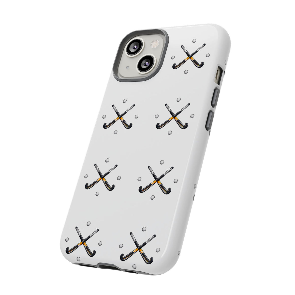 Phone Case, Hockey Repeated Crossed Sticks & Balls Pattern, Tough Case