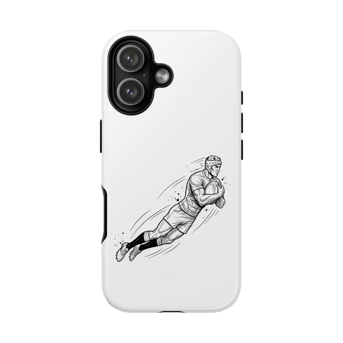 Phone Case, Rugby Try Swan Dive Minimalist Sketch design, Tough Case
