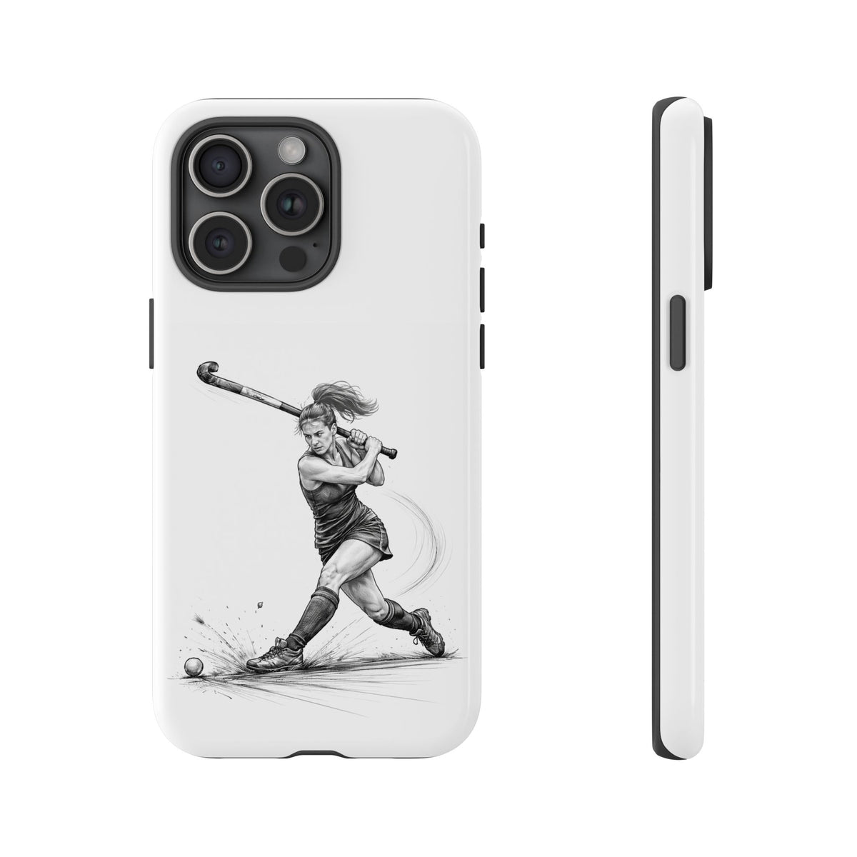 Phone Case, Hockey, Female Player "Tomahawk" shot design, Tough Case