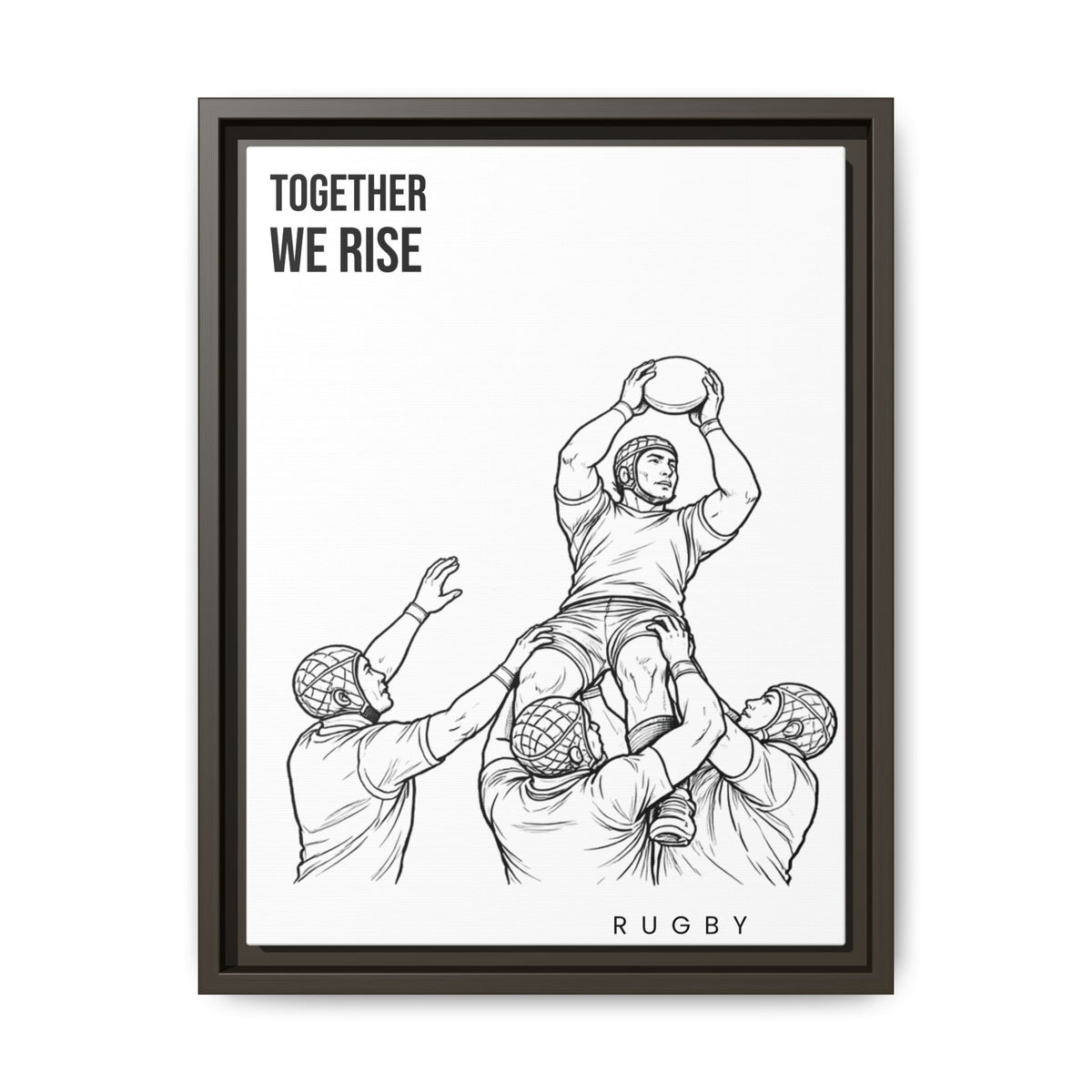 Print, Rugby Line-Out Together We Rise , Matte Canvas Print Framed Art