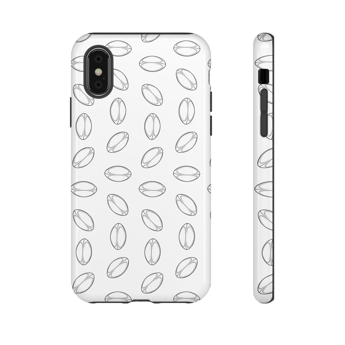 Phone Case, Rugby Ball Minimalist Sketch Pattern, Tough Case