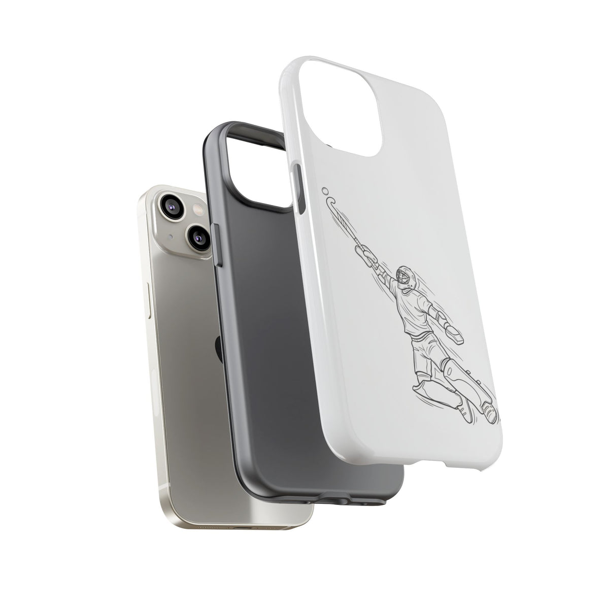 Hockey Goalkeeper Sketch Phone Case — Minimalist Sports Protective Cover
