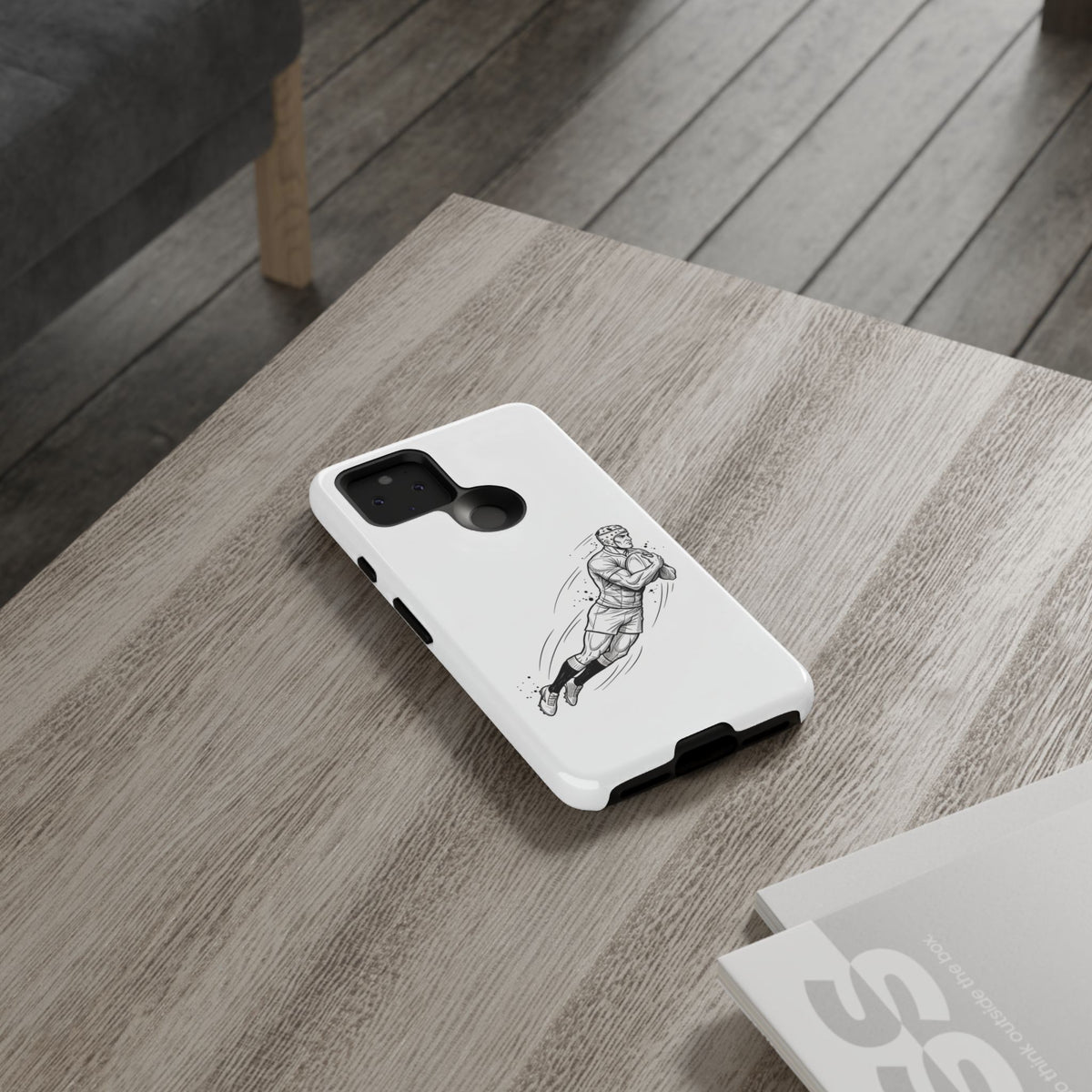 Phone Case, Rugby Try Swan Dive Minimalist Sketch design, Tough Case