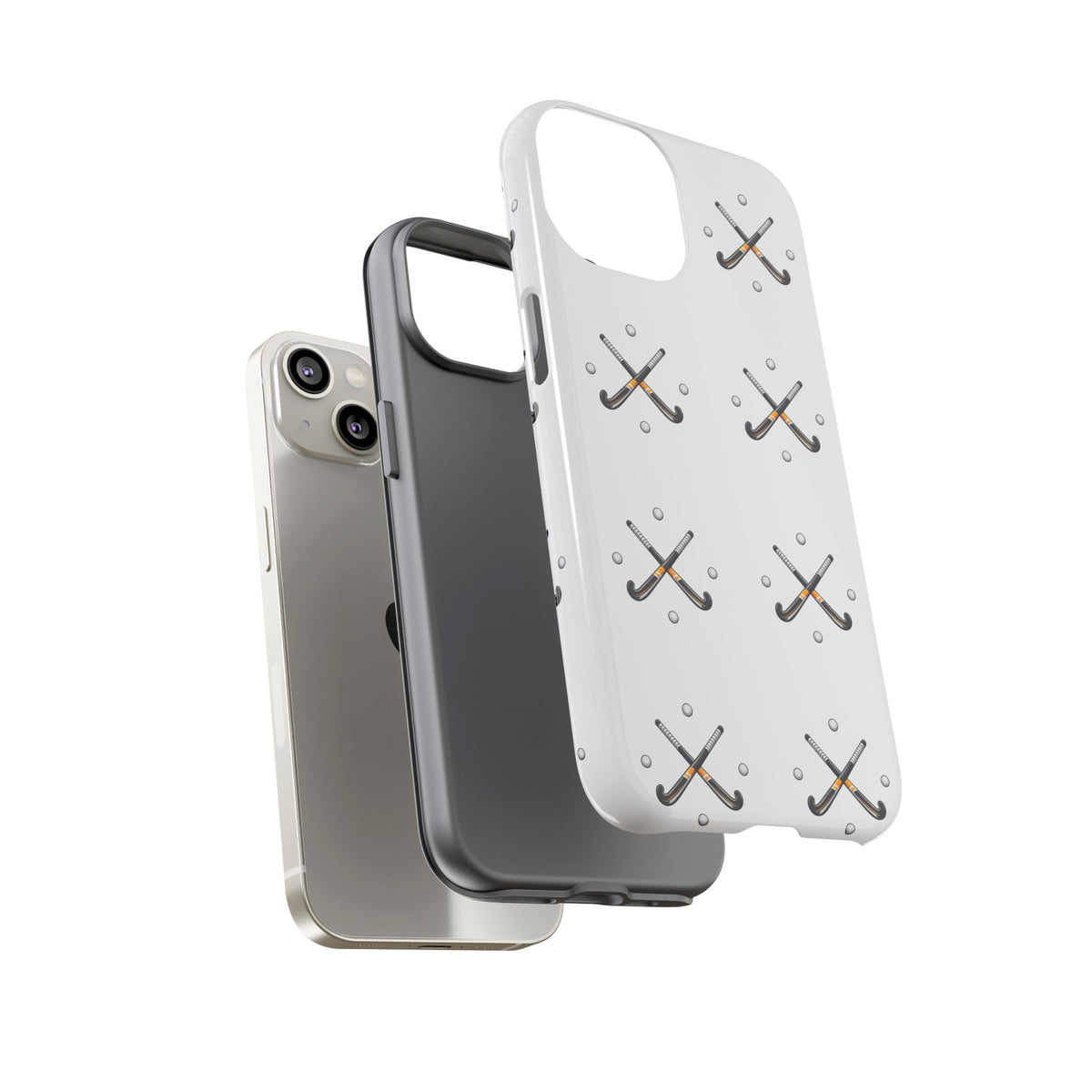 Phone Case, Hockey Repeated Crossed Sticks & Balls Pattern, Tough Case