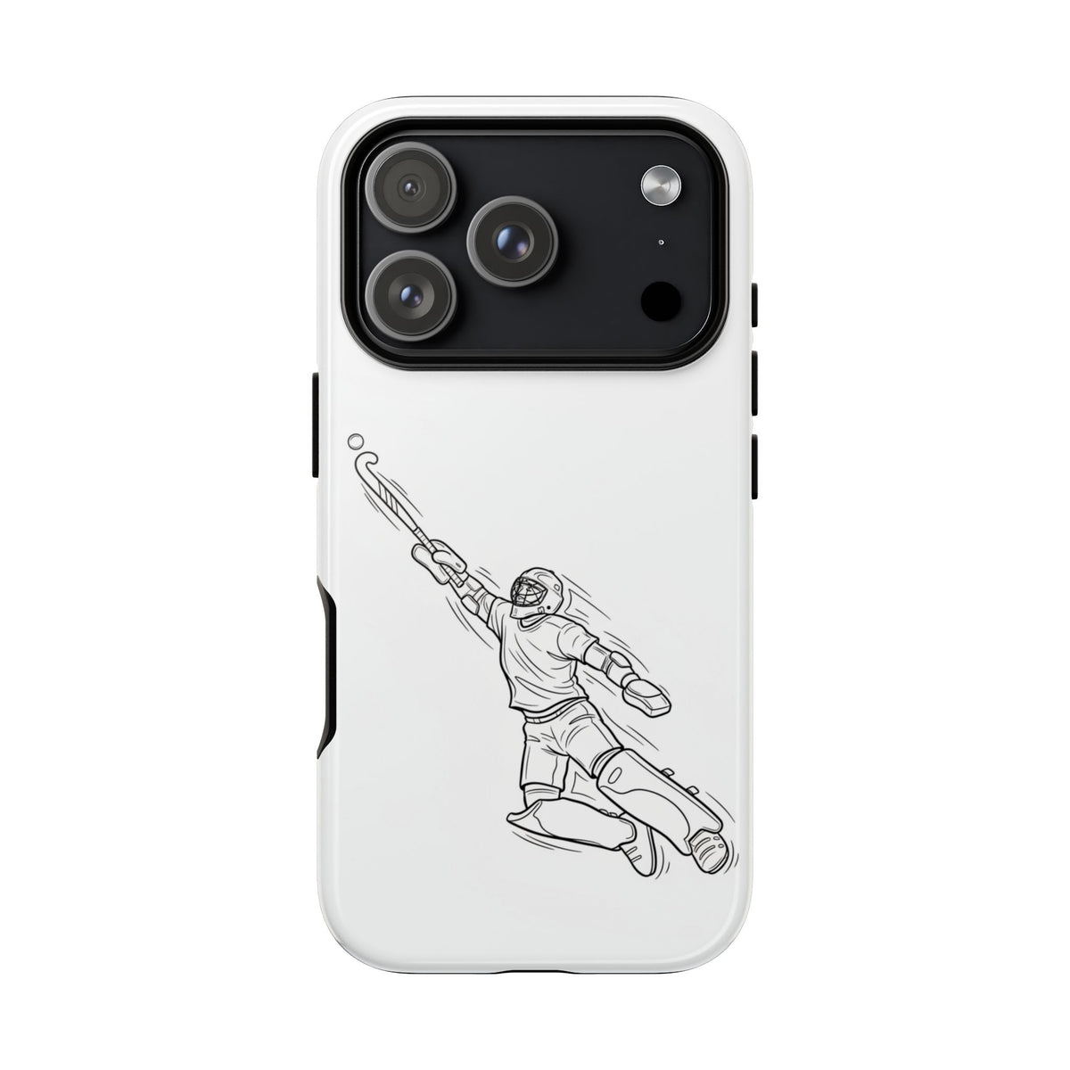 Hockey Goalkeeper Sketch Phone Case — Minimalist Sports Protective Cover