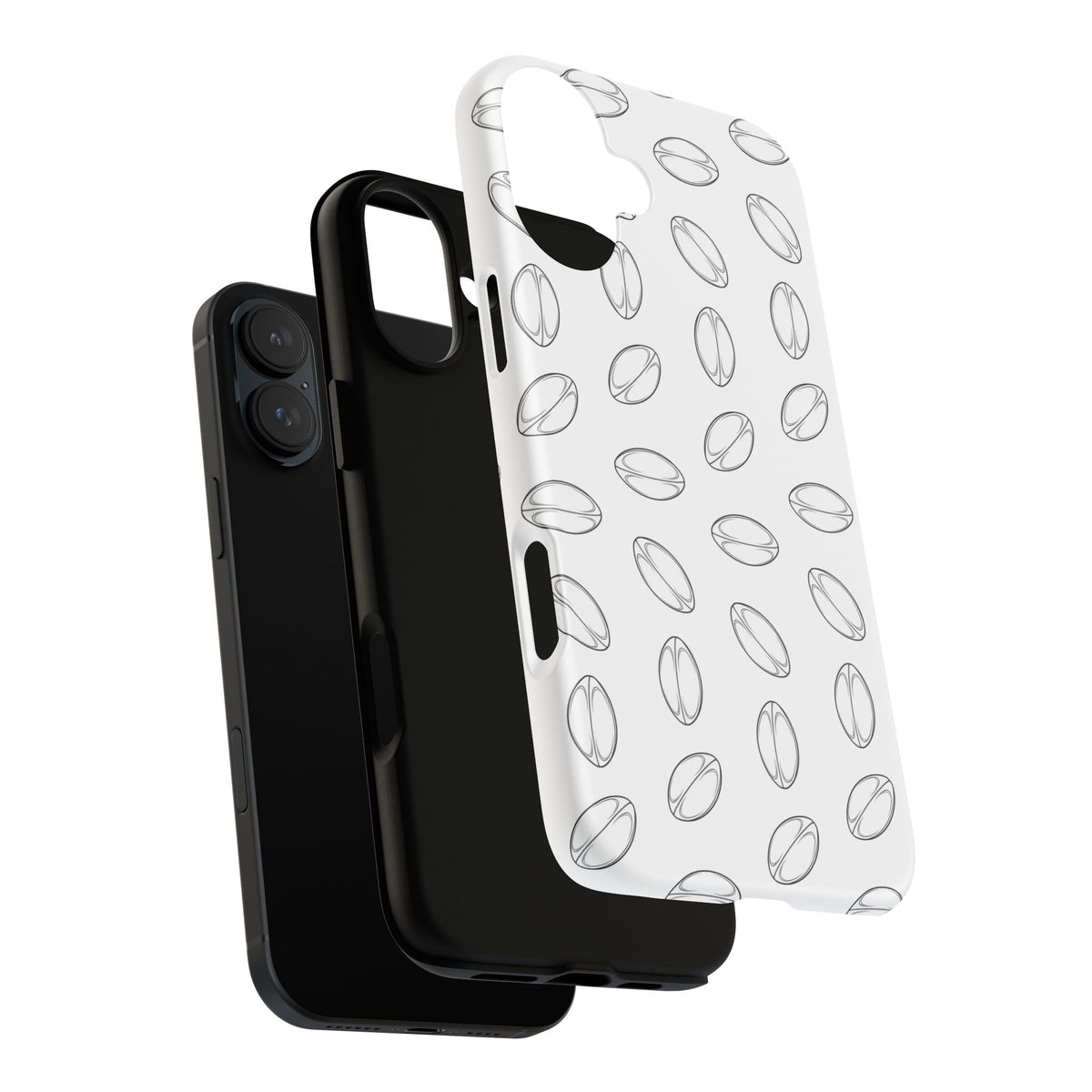Phone Case, Rugby Ball Minimalist Sketch Pattern, Tough Case