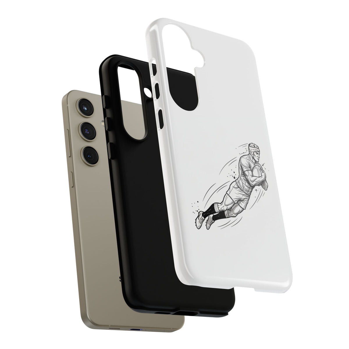 Phone Case, Rugby Try Swan Dive Minimalist Sketch design, Tough Case
