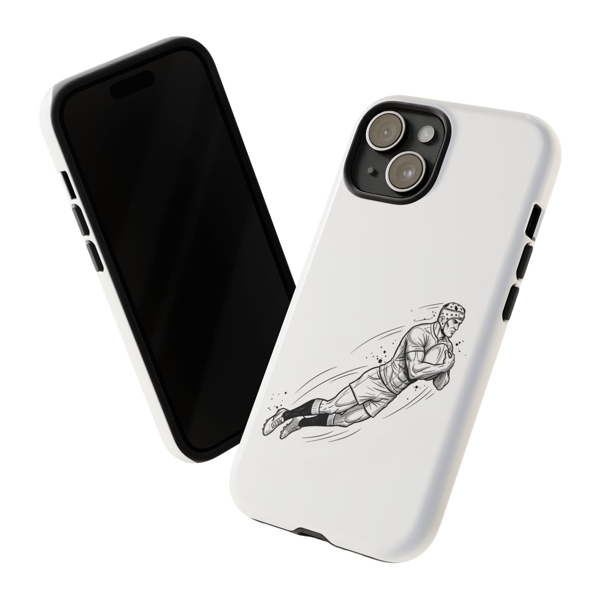 Phone Case, Rugby Try Swan Dive Minimalist Sketch design, Tough Case