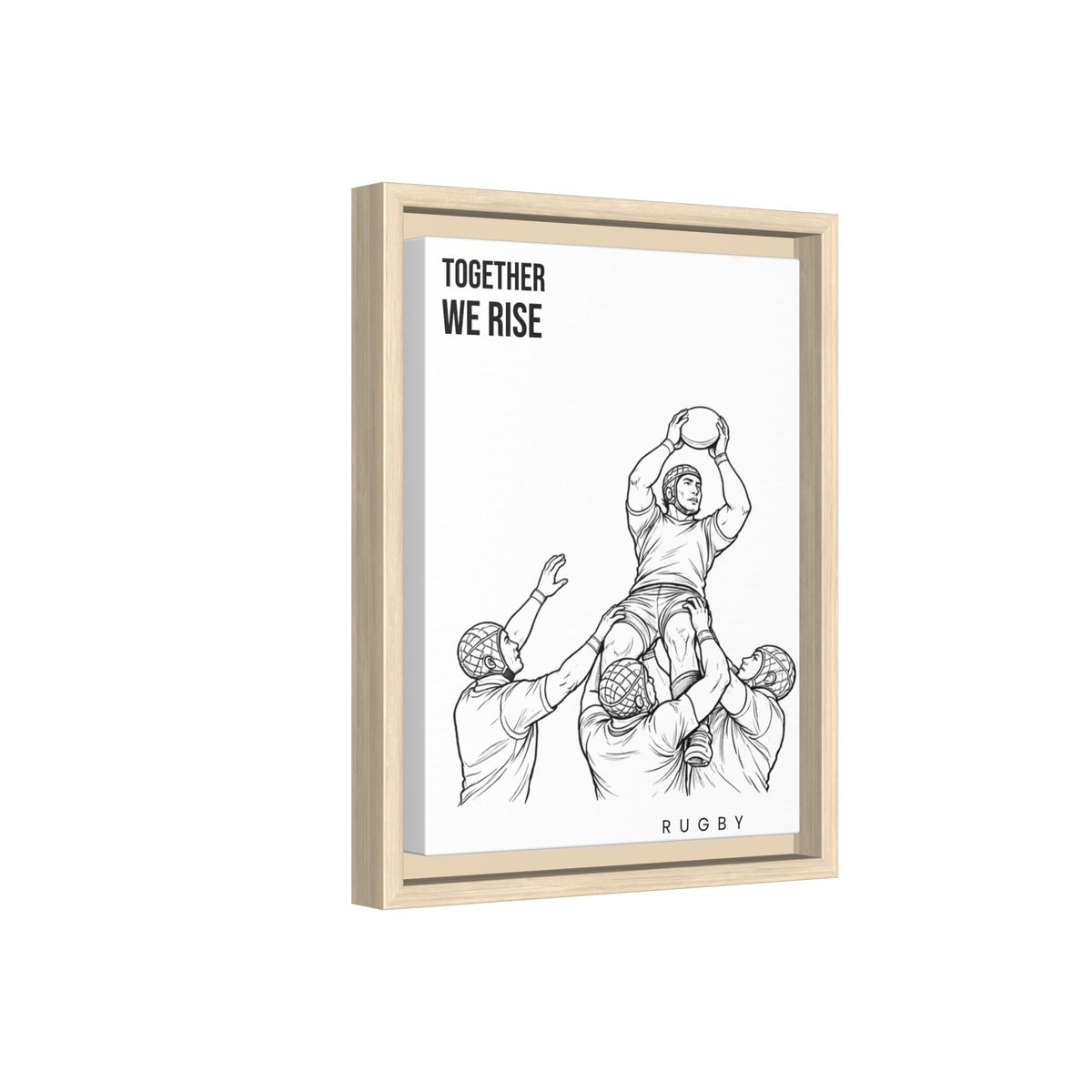 Print, Rugby Line-Out Together We Rise , Matte Canvas Print Framed Art
