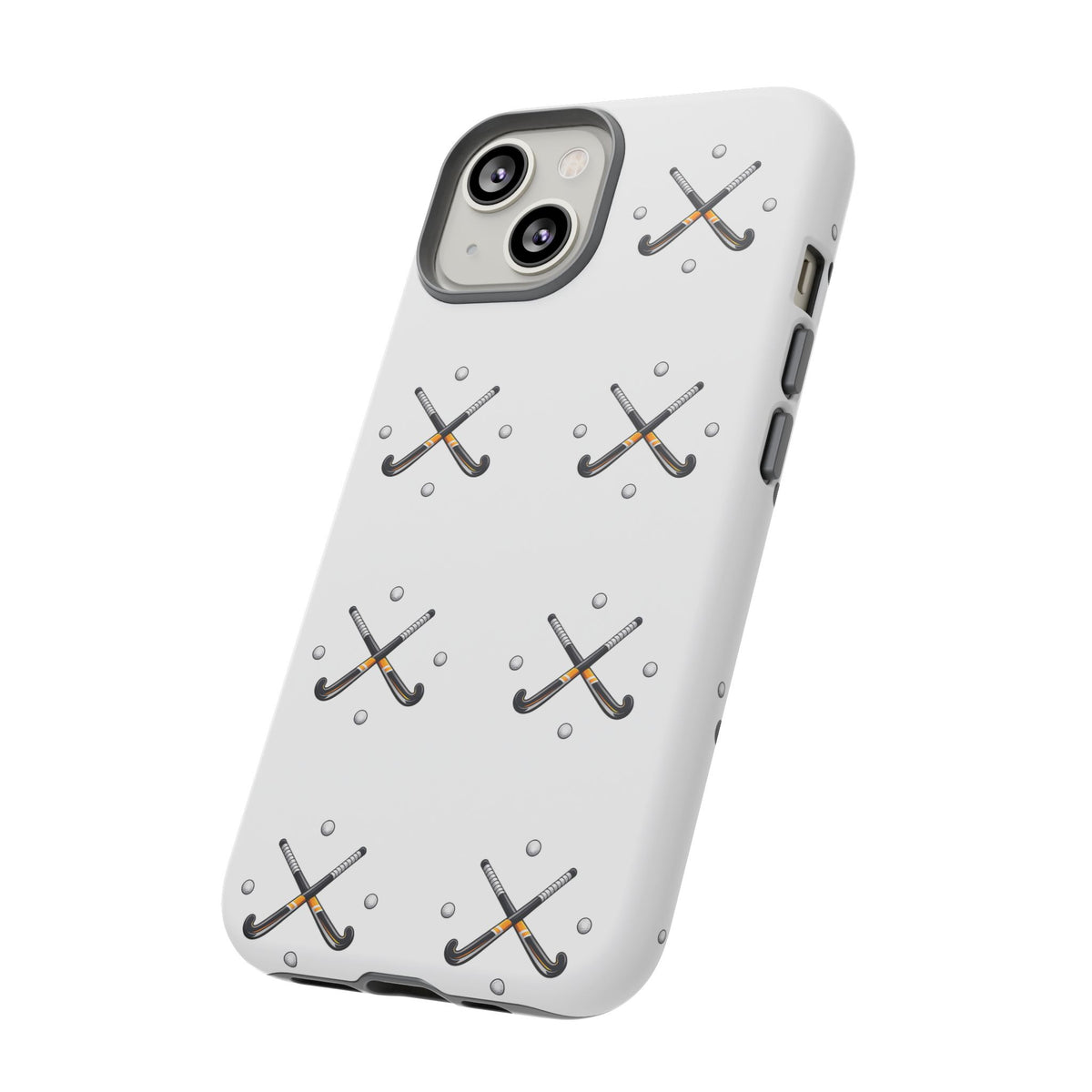 Phone Case, Hockey Repeated Crossed Sticks & Balls Pattern, Tough Case