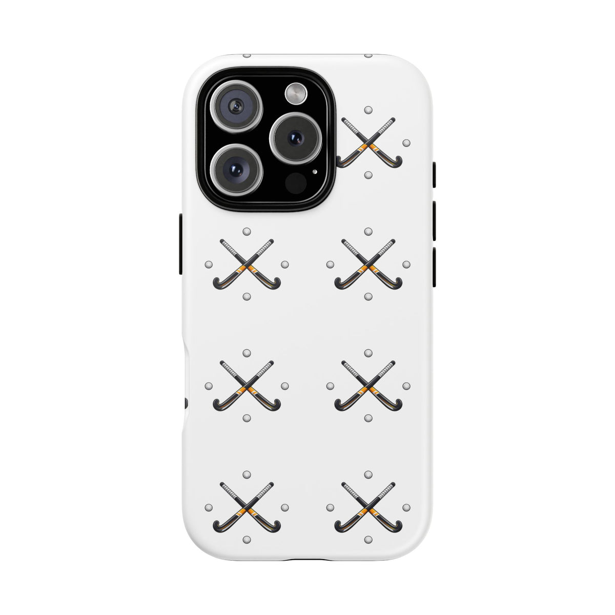 Phone Case, Hockey Repeated Crossed Sticks & Balls Pattern, Tough Case