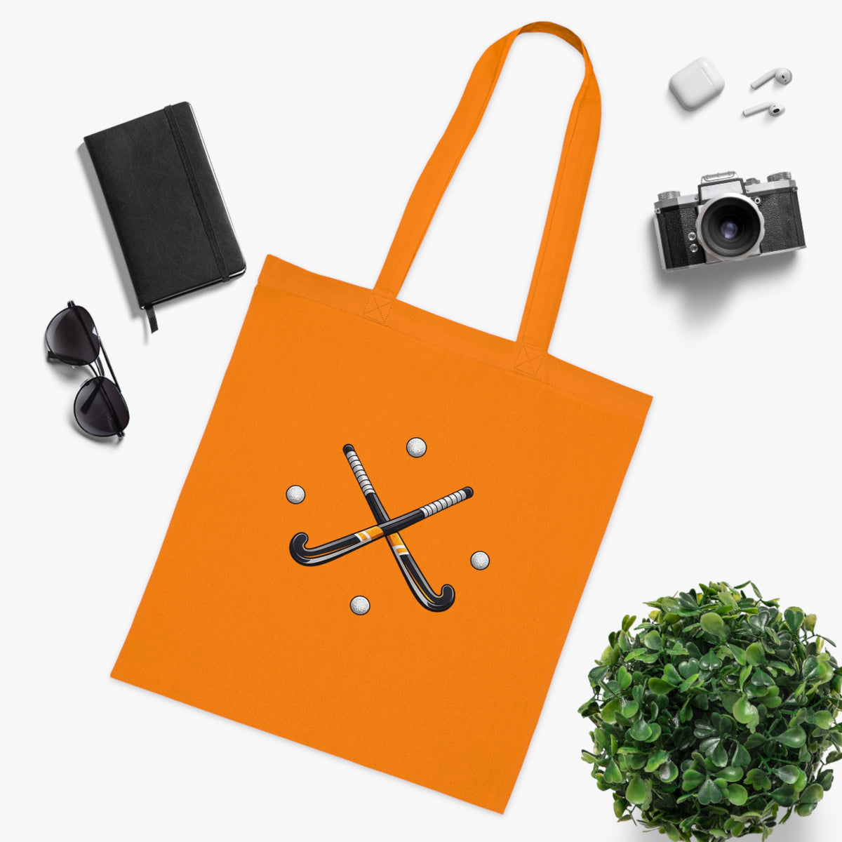 Bag, Field Hockey Crossed Sticks & Balls Sports design, Cotton Tote Bag