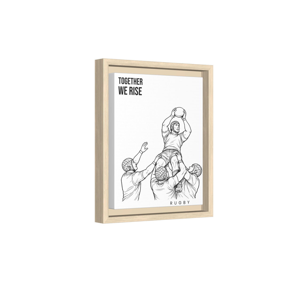 Print, Rugby Line-Out Together We Rise , Matte Canvas Print Framed Art