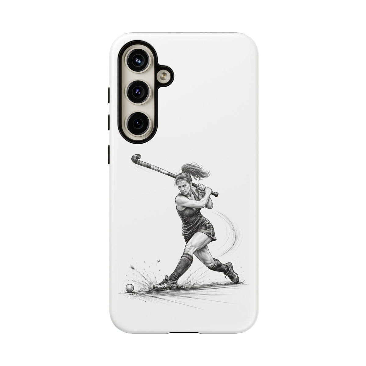 Phone Case, Hockey, Female Player "Tomahawk" shot design, Tough Case