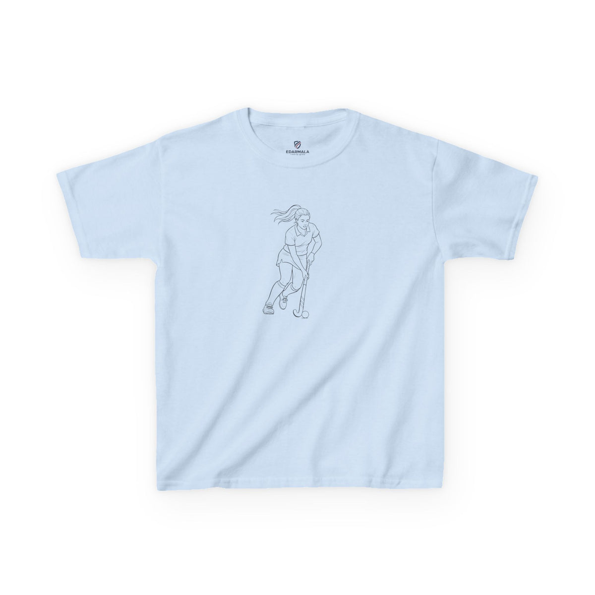T Shirt Kids, Hockey female player minimalist sketch design, Cotton, Various Colours