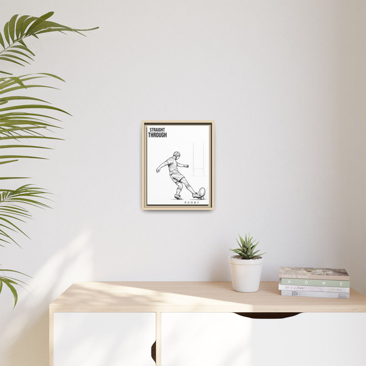 Print, Rugby Conversion Kick - Straight Through, Matte Canvas Print Framed Art