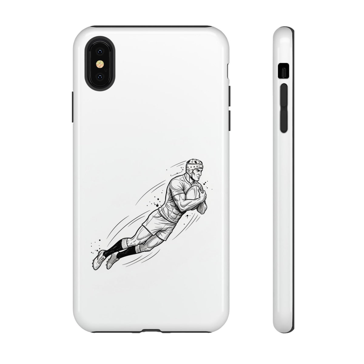 Phone Case, Rugby Try Swan Dive Minimalist Sketch design, Tough Case