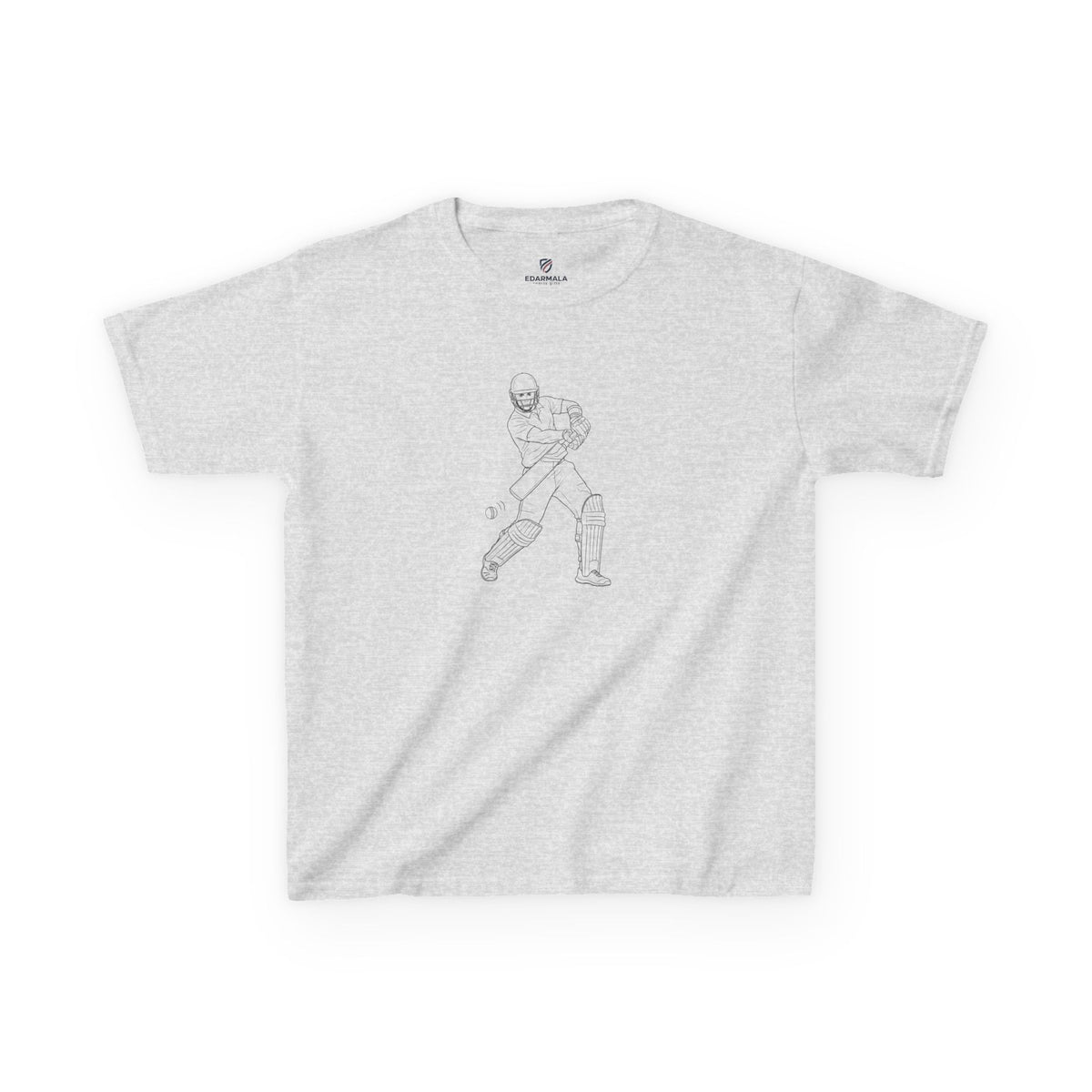 T Shirt Kids, Cricket Batsman minimalist sketch design, Cotton, Various Colours